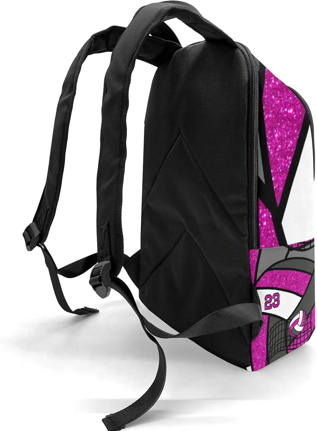 Sport Volleyball Glitter Magenta Personalized Backpack for Teen Custom Travel Backpack for Boys Girs Bookbag Casual Bag Name Gift, Design 1, EU5566SS