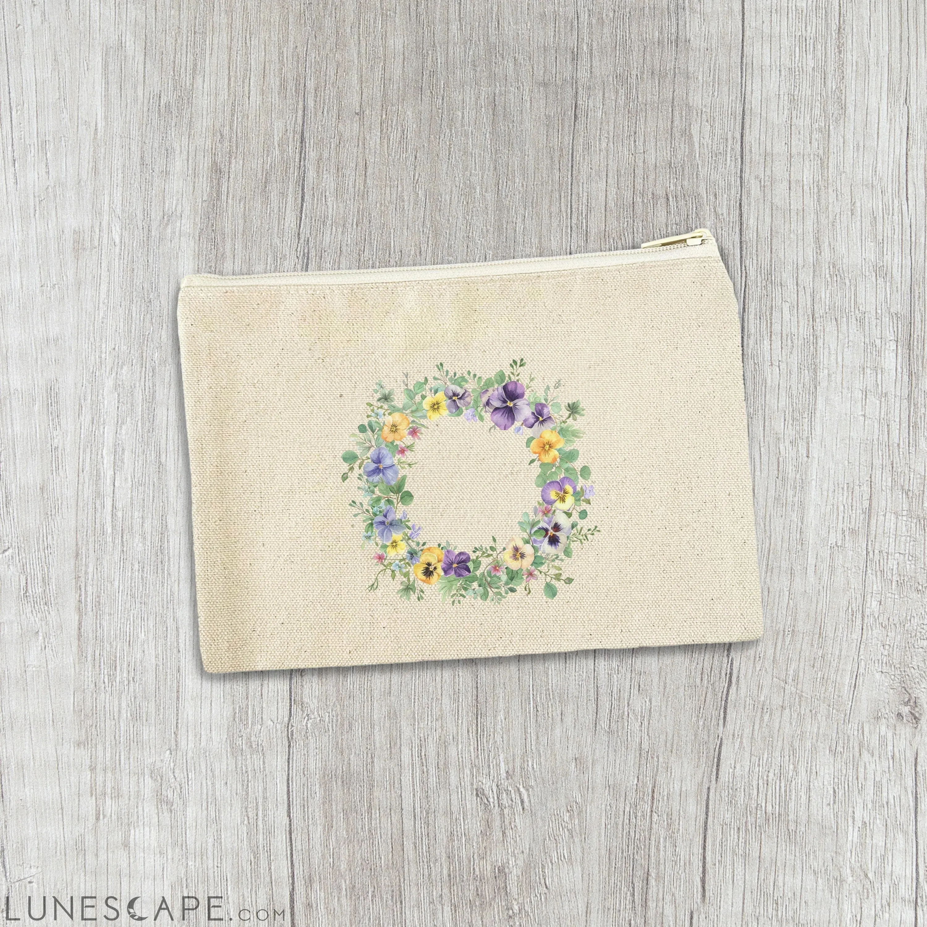 Spring Pansy Wreath - Spring Canvas Zipper Pouch