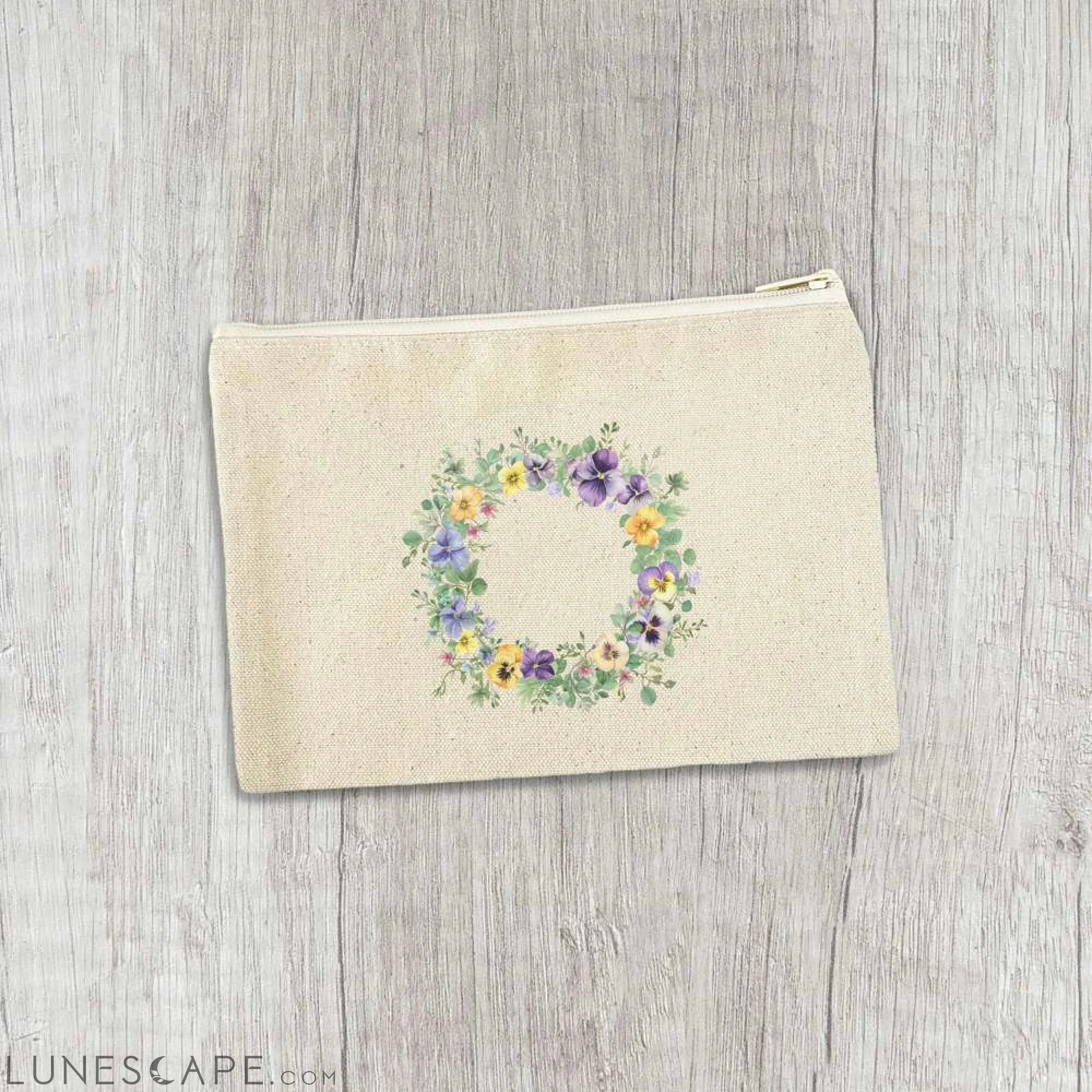 Spring Pansy Wreath - Spring Canvas Zipper Pouch