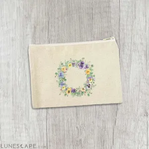 Spring Pansy Wreath - Spring Canvas Zipper Pouch