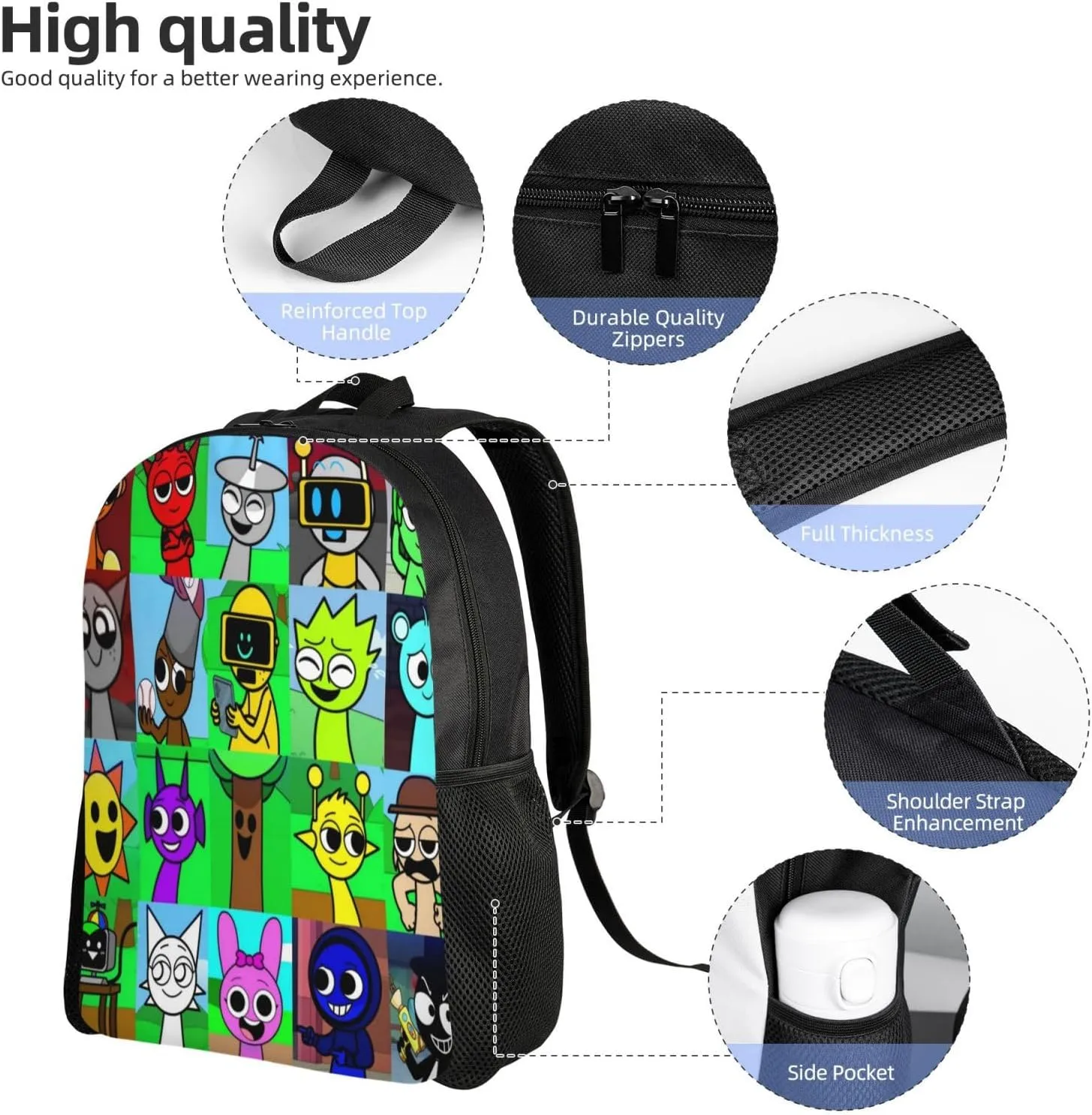 Sprunki Backpack, Oxford Cloth Travel Backpack, Sturdy And Durable