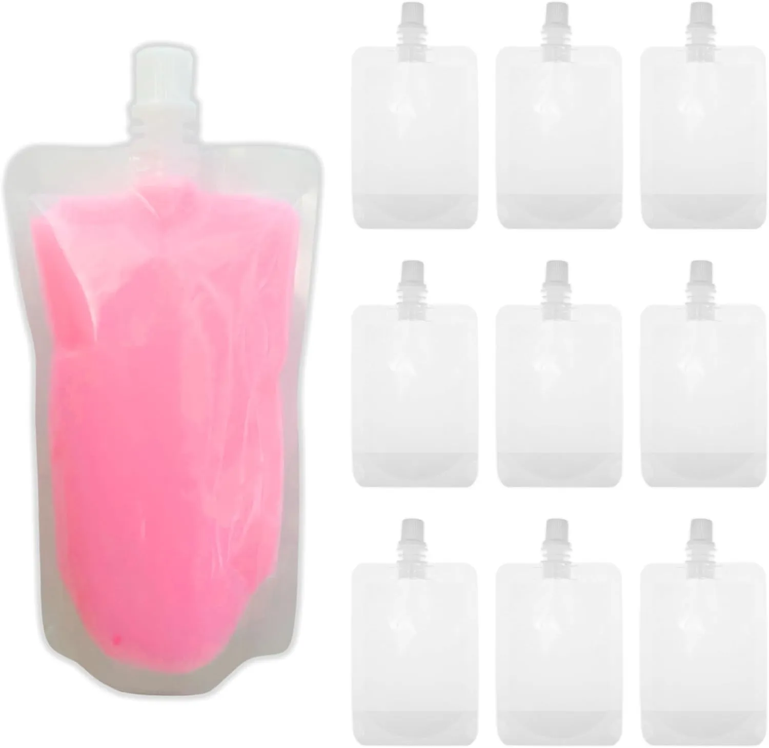 Squeezable Wax Melt Pouches 250ml / 8.45oz 20pk Bags for Liquid Squeezy Food Grade Reusable Drink Bags Cruise Flask Events Book Liquor Empty Concealable Instruction Card