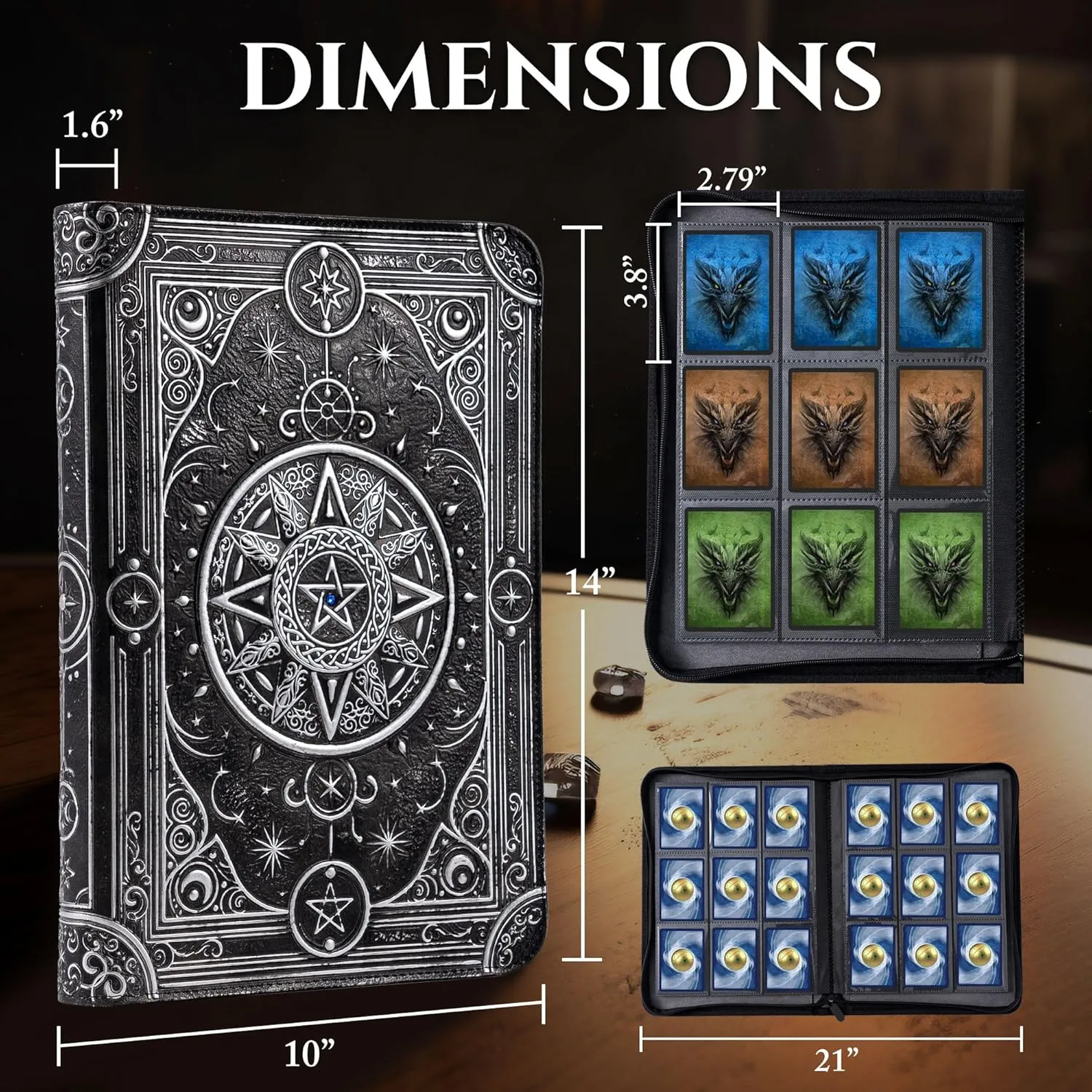 Star Mage Trading Card Binder - 9 Pocket Ringless TCG Binder - Premium Faux-Leather - 432 Side-Loading Pockets - Perfect Storage Holder for MTG, and Many TCG & Trading Card Collections (Blue Jewel)