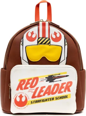 Star Wars Rebel Pilot Red Leader, Double Strap Shoulder Bag Purse, Mini Backpack, Brown