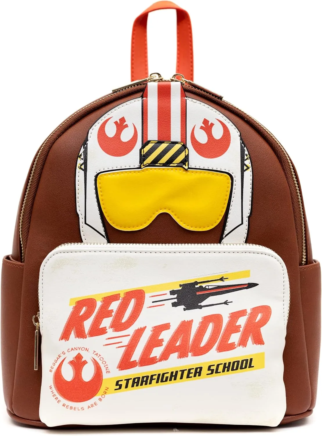 Star Wars Rebel Pilot Red Leader, Double Strap Shoulder Bag Purse, Mini Backpack, Brown