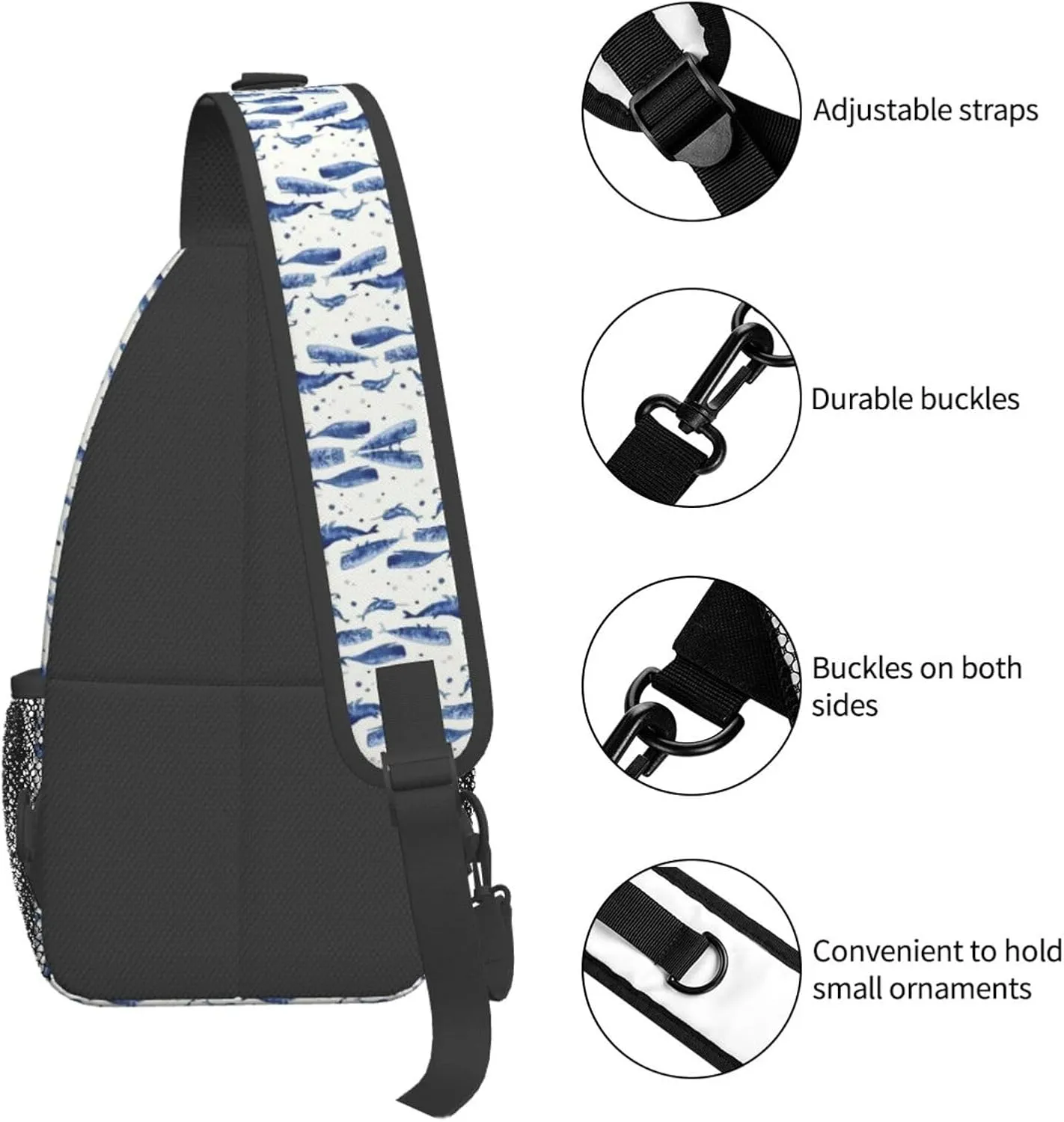 Starfish And Lighthouse Printed Canvas Sling Bag Crossbody Backpack, Hiking Daypack Chest Bag For Women Men