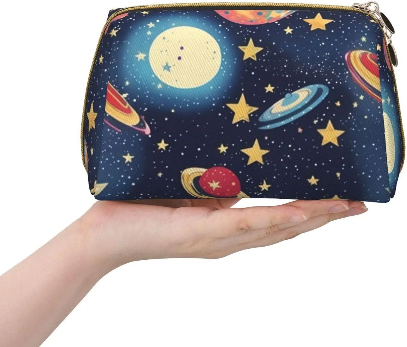 Starry Sky Universe Space Leather Toiletry Organizer Bag, Travel-Friendly Makeup Pouch For Women