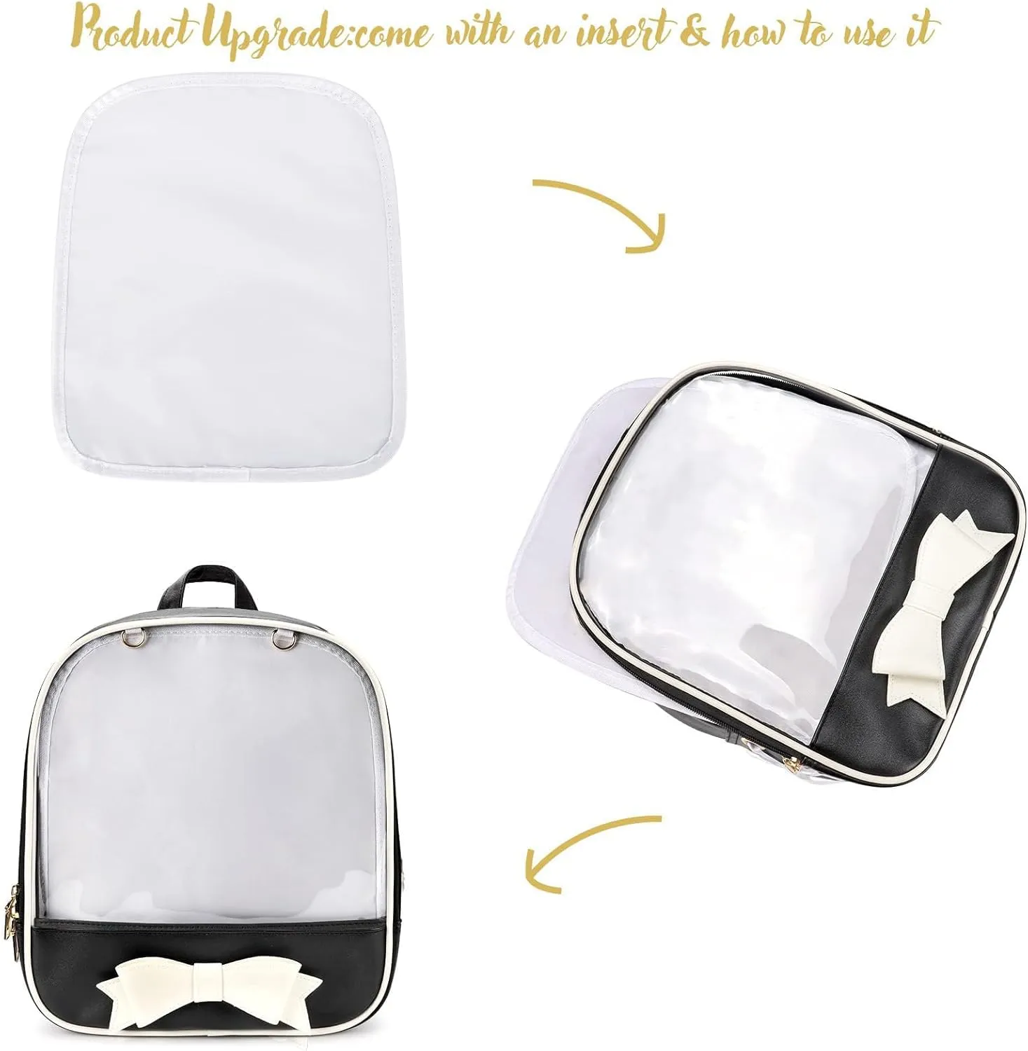 STEAMEDBUN Ita Bag Backpack Bowknot Kawaii Pin Display Backpack Bag with Insert