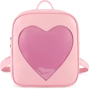 STEAMEDBUN Ita Bag Backpack Heart Shaped Black Pin Display Backpack with Insert