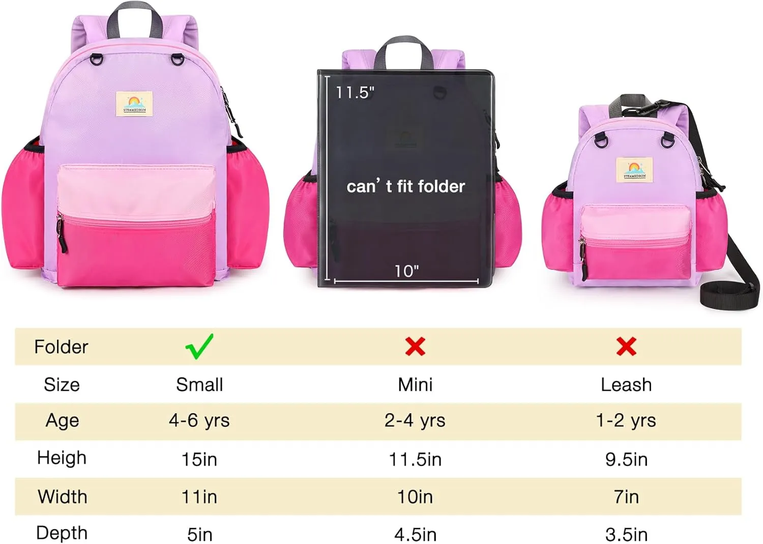 STEAMEDBUN Toddler Backpack for Girls 2-4: Preschool Kindergarten Backpack - 12 inch Daycare Backpack