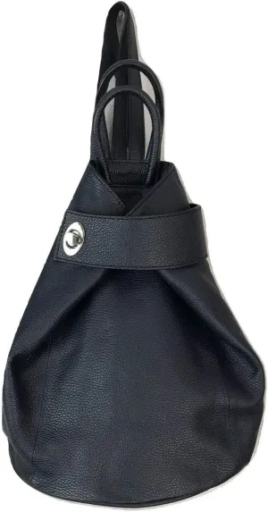 Stella Convertible Leather Backpack Purse – Casual Travel Tote Bag Dark Navy Blue