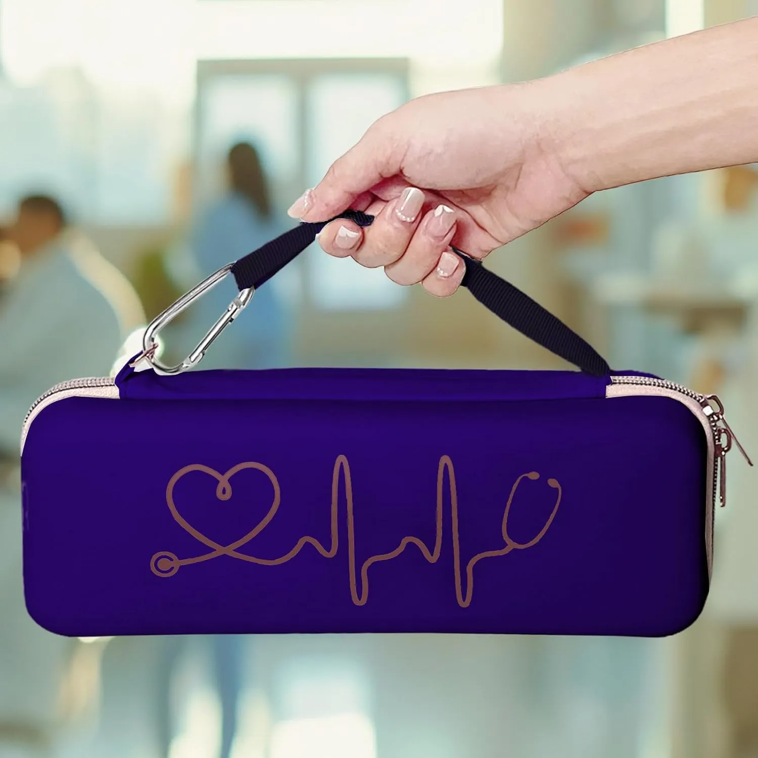 Stethoscope Case Compatible for Littmann Classic III Monitoring/Lightweight II S.E/Cardiology IV Diagnostic/MDF Acoustica Stethoscopes, Extra Pocket for Doctor & Nurse Accessories Blue(Case Only)