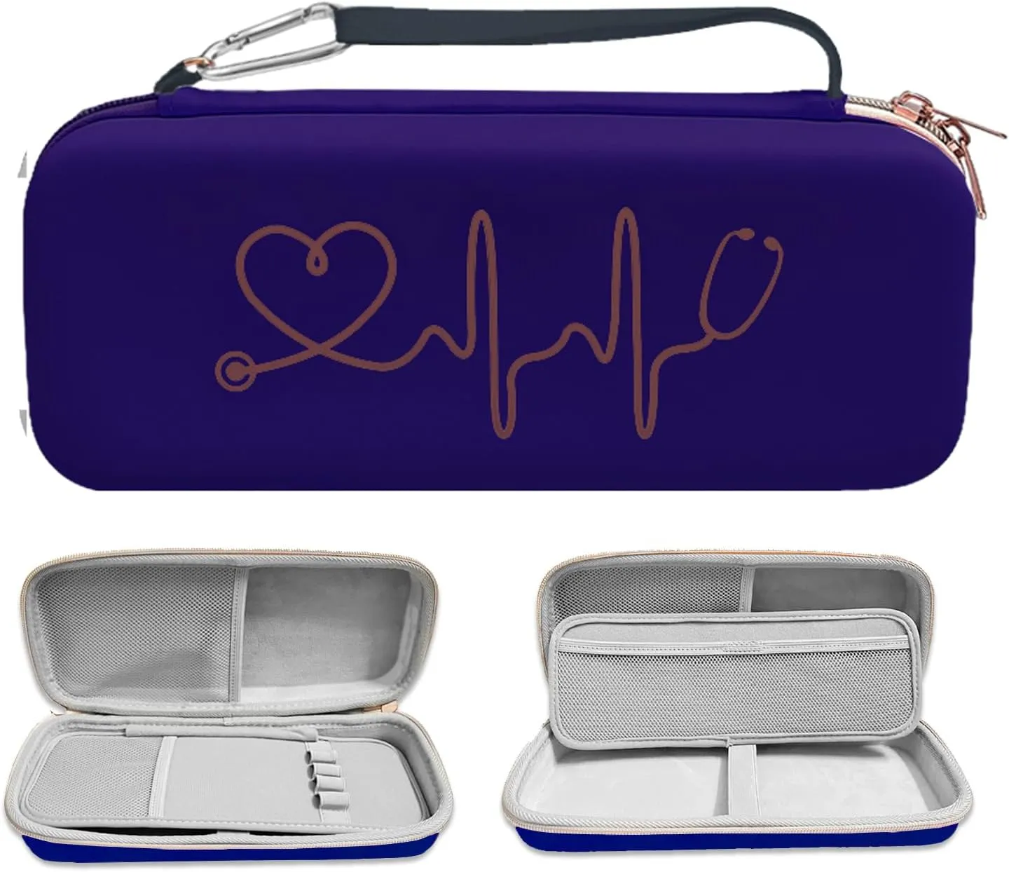 Stethoscope Case Compatible for Littmann Classic III Monitoring/Lightweight II S.E/Cardiology IV Diagnostic/MDF Acoustica Stethoscopes, Extra Pocket for Doctor & Nurse Accessories Blue(Case Only)