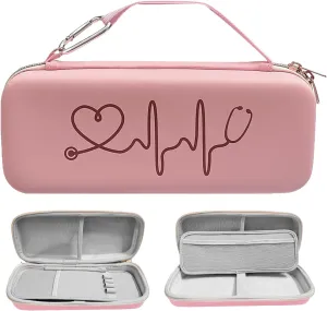 Stethoscope Case for 3M Littmann Classic III, Lightweight II S.E, MDF Acoustica Deluxe Stethoscopes - Extra Room for Medical Bandage Scissors EMT Trauma Shear (Pink)