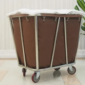 Storage Hand Trucks,Kitchen Movable Trolleys, Commercial Laundry Sorter Cart,Hotel Linen Cart with Handle,Lobby Service Rolling Trolley with Movable Bag/Beige/90 x 65 x 85Cm