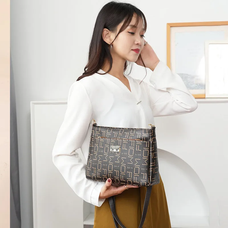 STOREXQ  Women's Bag Women's Crossbody Small Shoulder Bag Small Square Bag Retro Fashion Multi-Layer Middle-Aged and Elderly Mother Bag