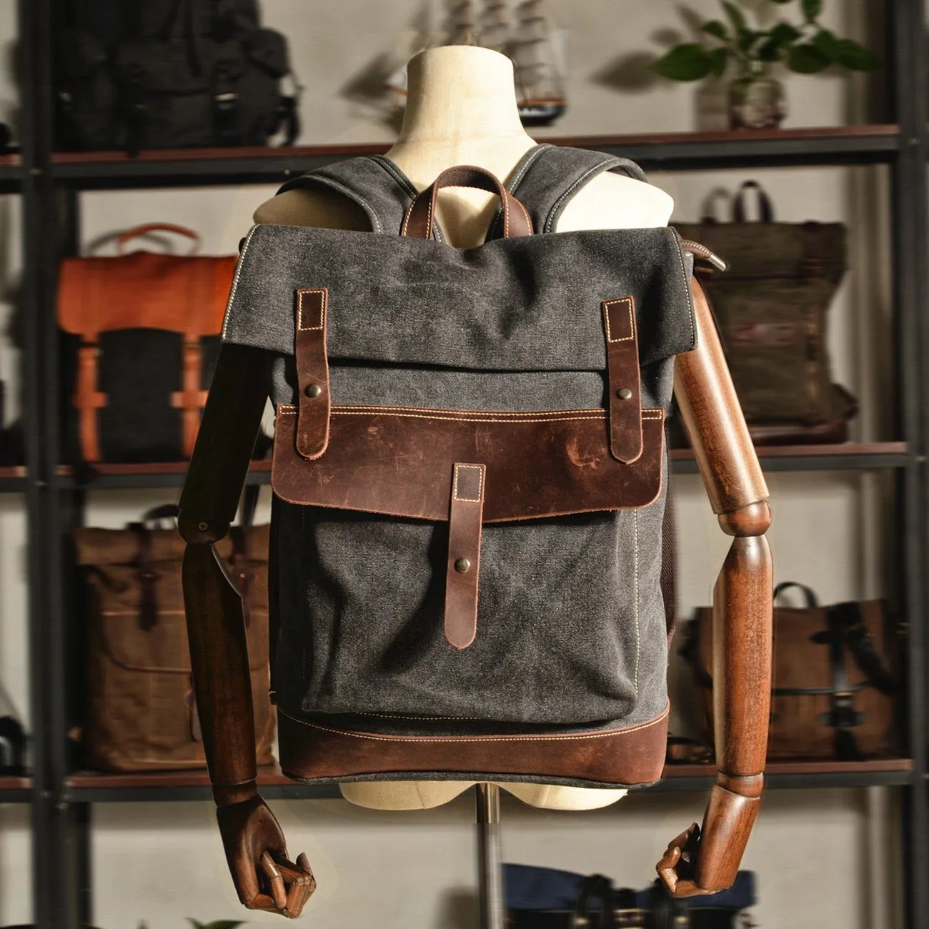 Stylish Waxed Cotton Backpack for Urban and Outdoor Use