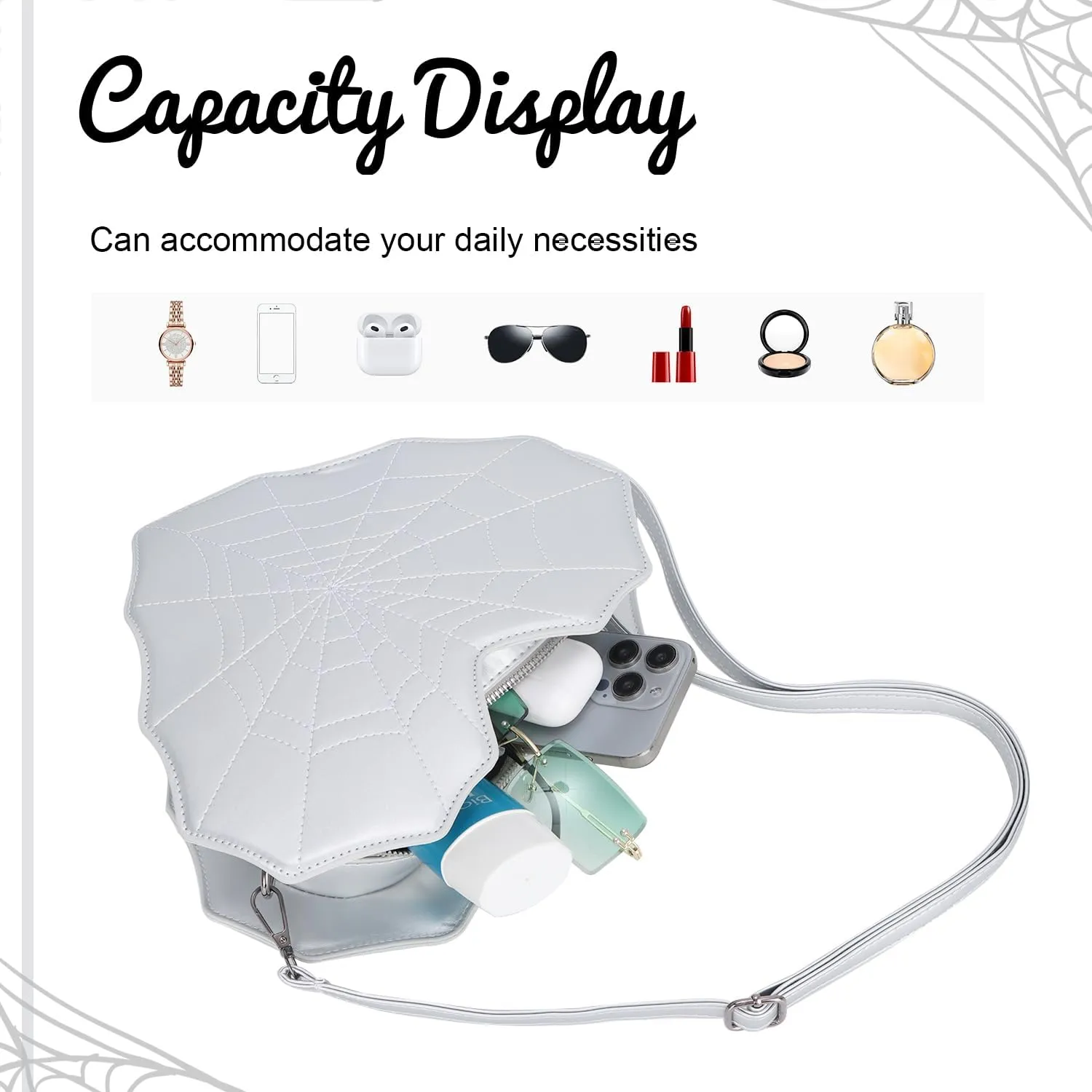 SUKUTU Women Heart Shaped Shoulder Bag Spider Web Gothic Style Backpack Novelty Gothic Leather Crossbody Bag