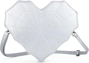 SUKUTU Women Heart Shaped Shoulder Bag Spider Web Gothic Style Backpack Novelty Gothic Leather Crossbody Bag