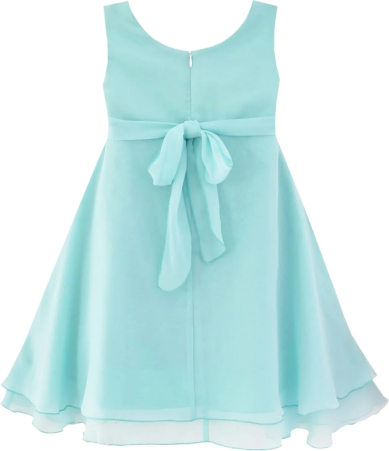 Sunny Fashion Girls Dress Sleeveless Halter Flower Multi Layer Chiffon