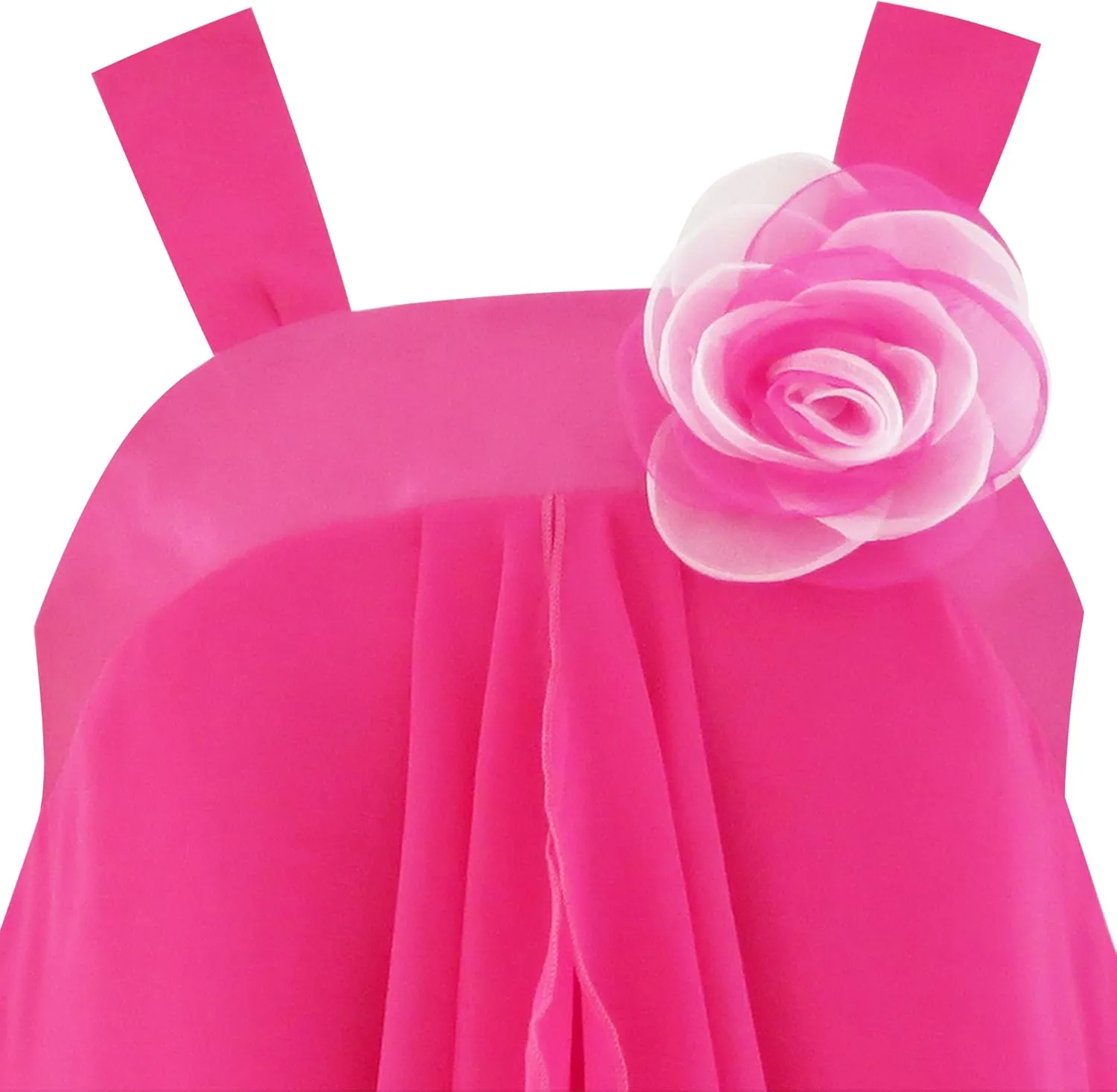 Sunny Fashion Girls Dress Sleeveless Halter Flower Multi Layer Chiffon