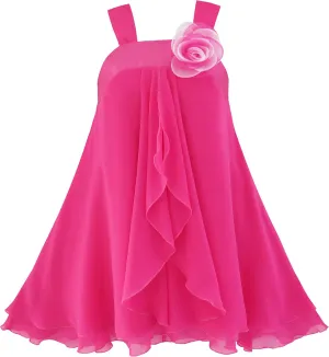 Sunny Fashion Girls Dress Sleeveless Halter Flower Multi Layer Chiffon