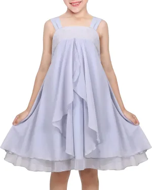Sunny Fashion Girls Dress Sleeveless Halter Flower Multi Layer Chiffon