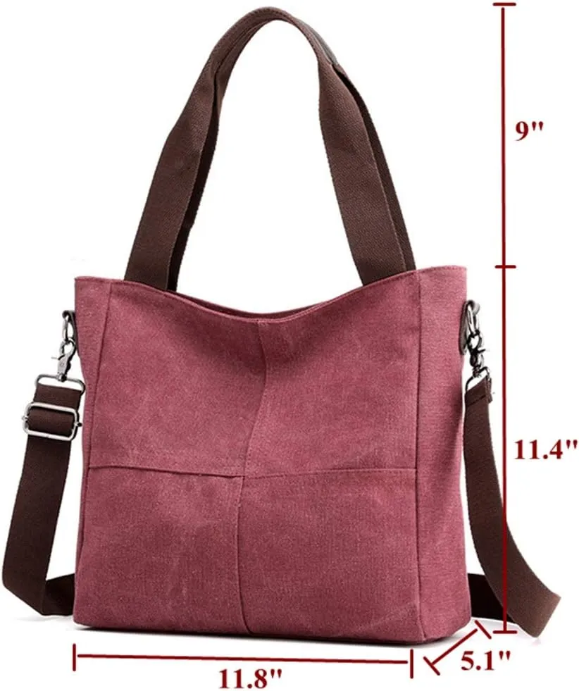 Sunshinejing Women's Small Canvas Tote Bag Shoulder Crossbody Bags Work Purses Travel Satchel