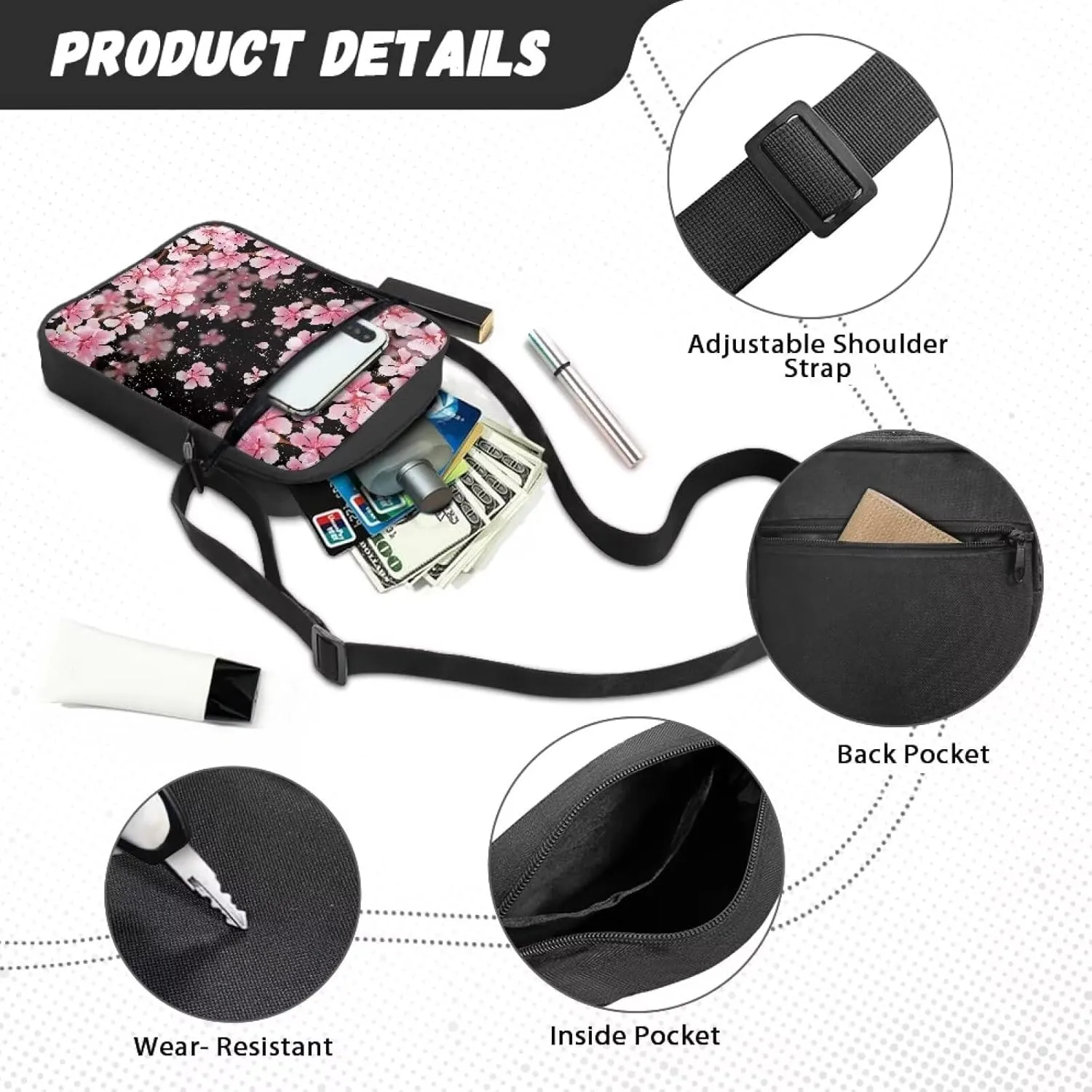 Suobstales Messenger Bag for Men Women Canvas Purse Crossbody Shoulder Bag Casual Sling Pack for Work Business Sport Travel