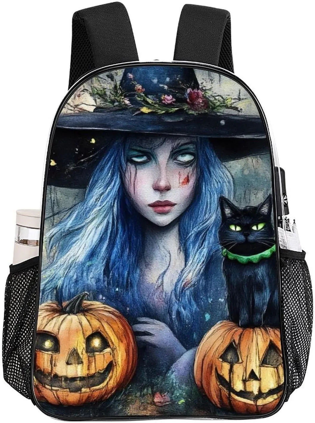 Supdreamc Daypack Backpack Multipurpose Anti-Theft Large Capacity Bookbag - Halloween Pumpkin Black Cat Magic Witch Painting Travel Hiking & Camping Rucksack Transparent Bag