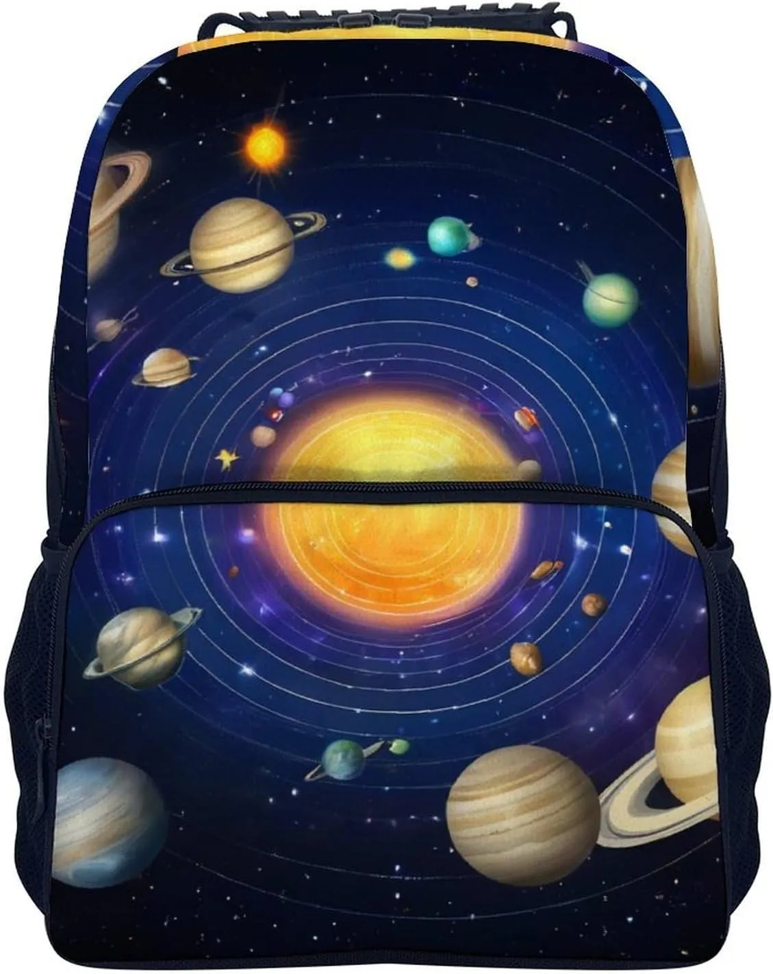 Supdreamc Lightweight Daypack Bookbag for Trekking Business Walking Cycling - Big Capacity Anti-Theft Multipurpose Carry On Bag, Galaxy Space Planet Solar System Business Computer Bag