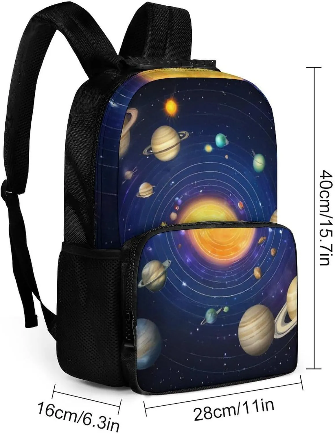 Supdreamc Lightweight Daypack Bookbag for Trekking Business Walking Cycling - Big Capacity Anti-Theft Multipurpose Carry On Bag, Galaxy Space Planet Solar System Business Computer Bag