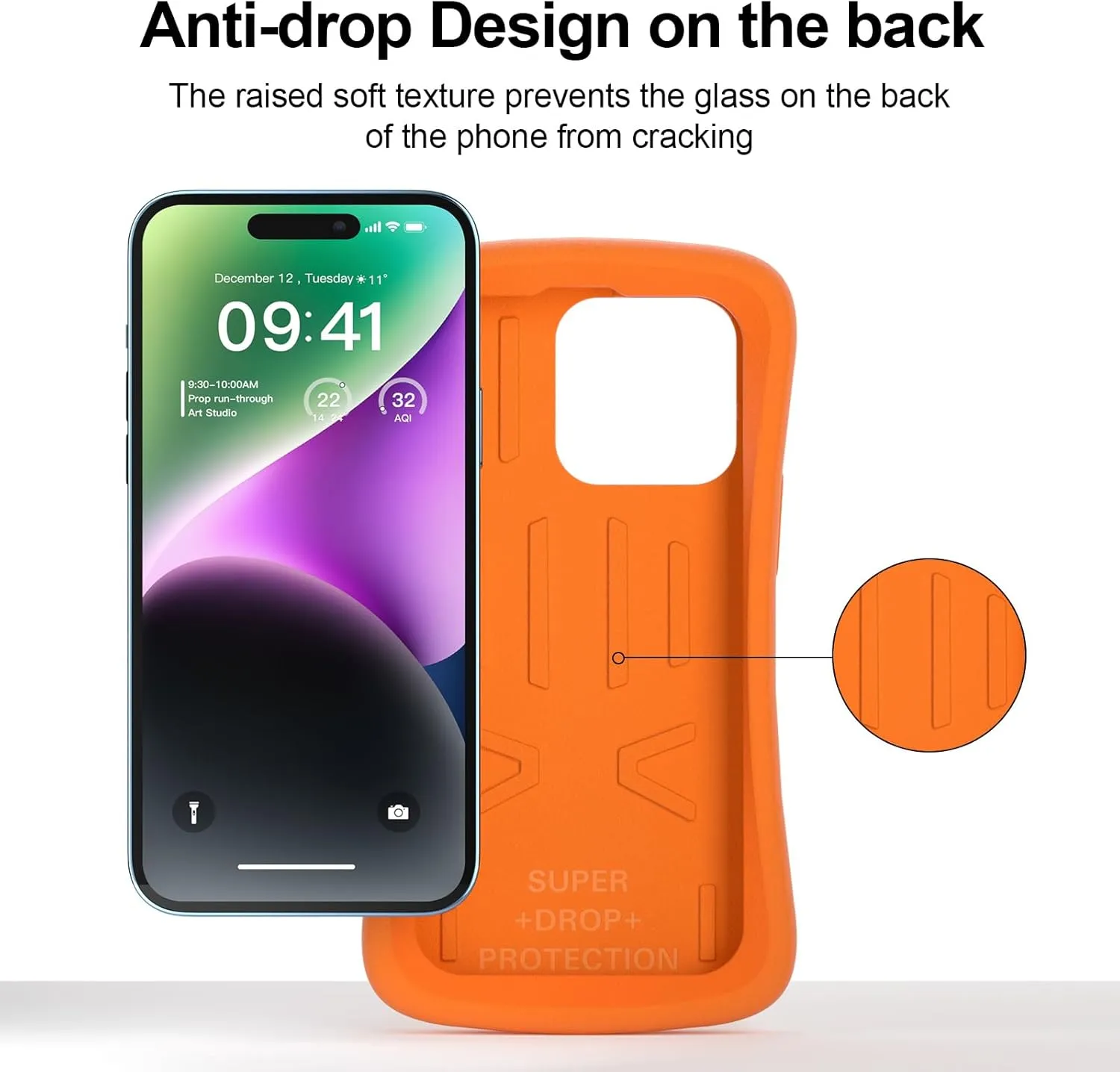 SUPFINE Phone Case Design for iPhone 6.7 inch Series for iPhone 15 Pro Max/12 Pro Max/13 Pro Max/14 Pro Max, [EVA Foam Material Case][10 FT Military Grade Protection] Non-Slip Shockproof Case,Orange