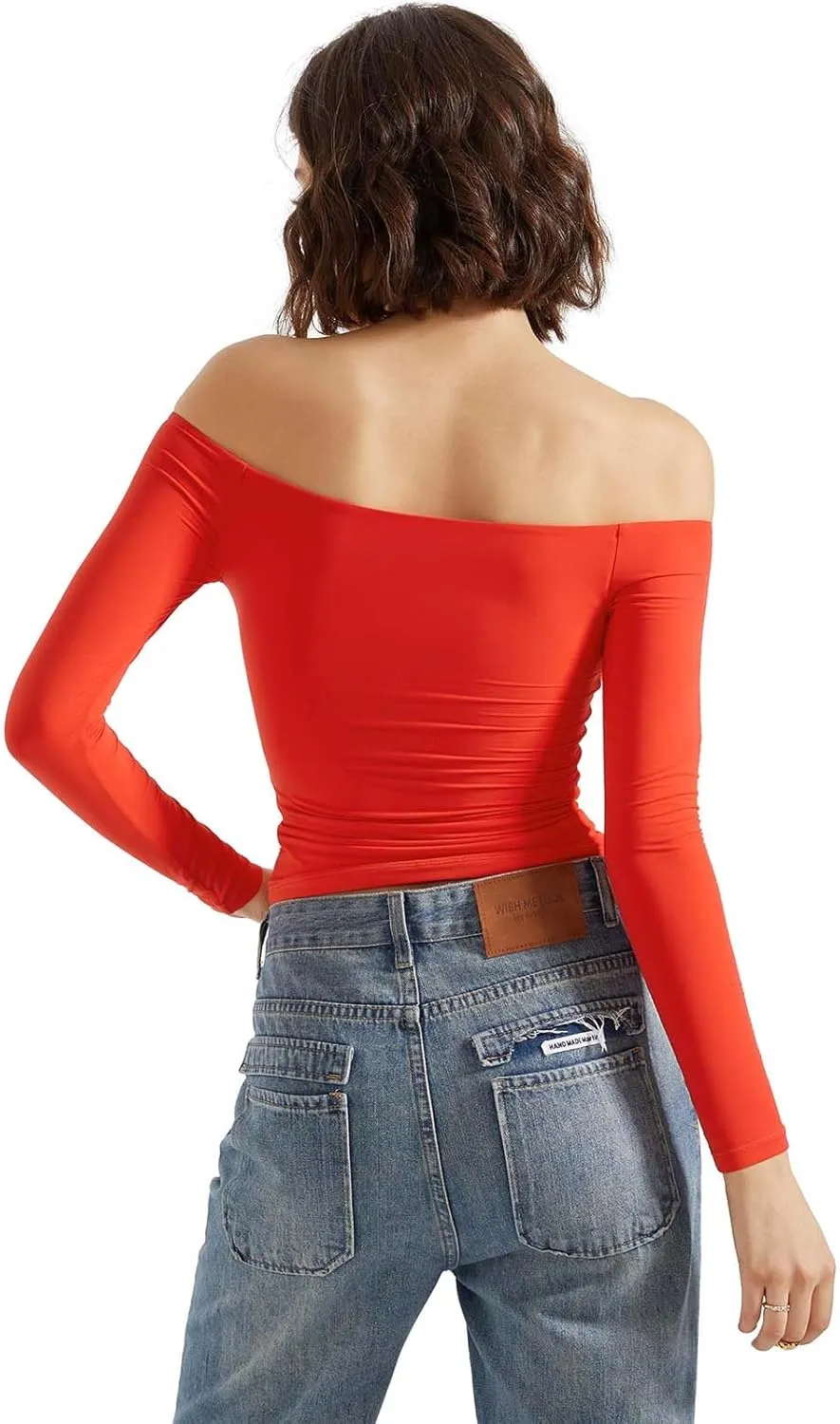 SUUKSESS Women Off Shoulder Double Lined Long Sleeve Shirts Basic Going Out Tops