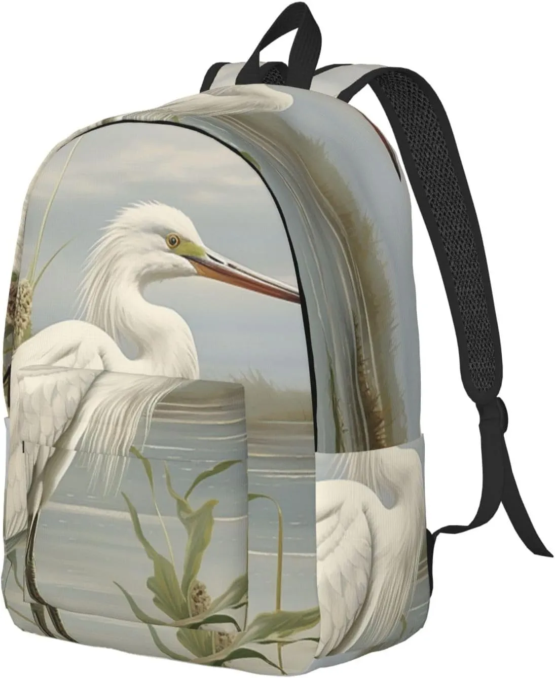 Swamp Egret Large Canvas Backpack Lightweight Adjustable Laptop Bag Casual Backpack For Travel Work Small