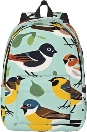 Swift Sparrow Print Backpack for Women Men Canvas Lightweight Work Bag for Travel Casual with Side Pocket
