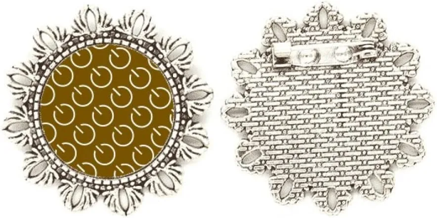 Switch Command Seal Patterns Silver Flower Brooch Hook Pin Breastpin