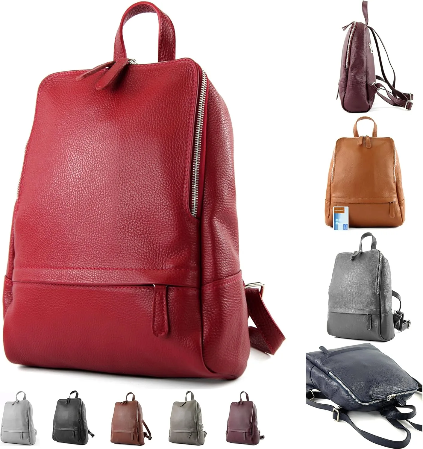 T138 - ital ladies leather backpack bag (Petrol)