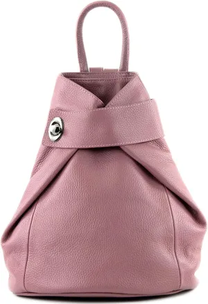 T179 - ital: Women's backpack bag made of leather (Old rose)