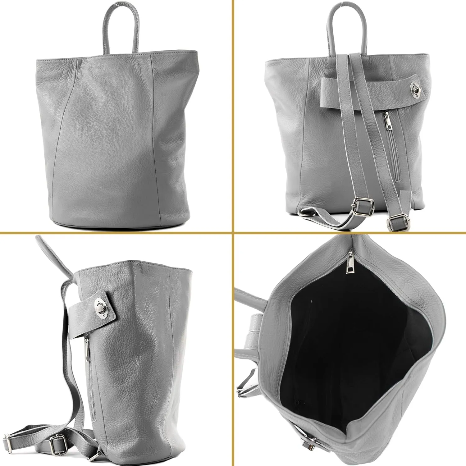 T179 - ital: Women's backpack bag made of leather (Pastel rose)