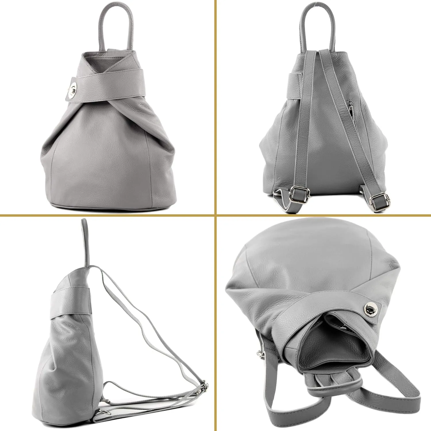 T179 - ital: Women's backpack bag made of leather (Pastel rose)