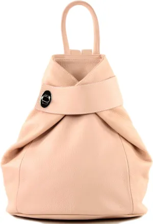 T179 - ital: Women's backpack bag made of leather (Pastel rose)