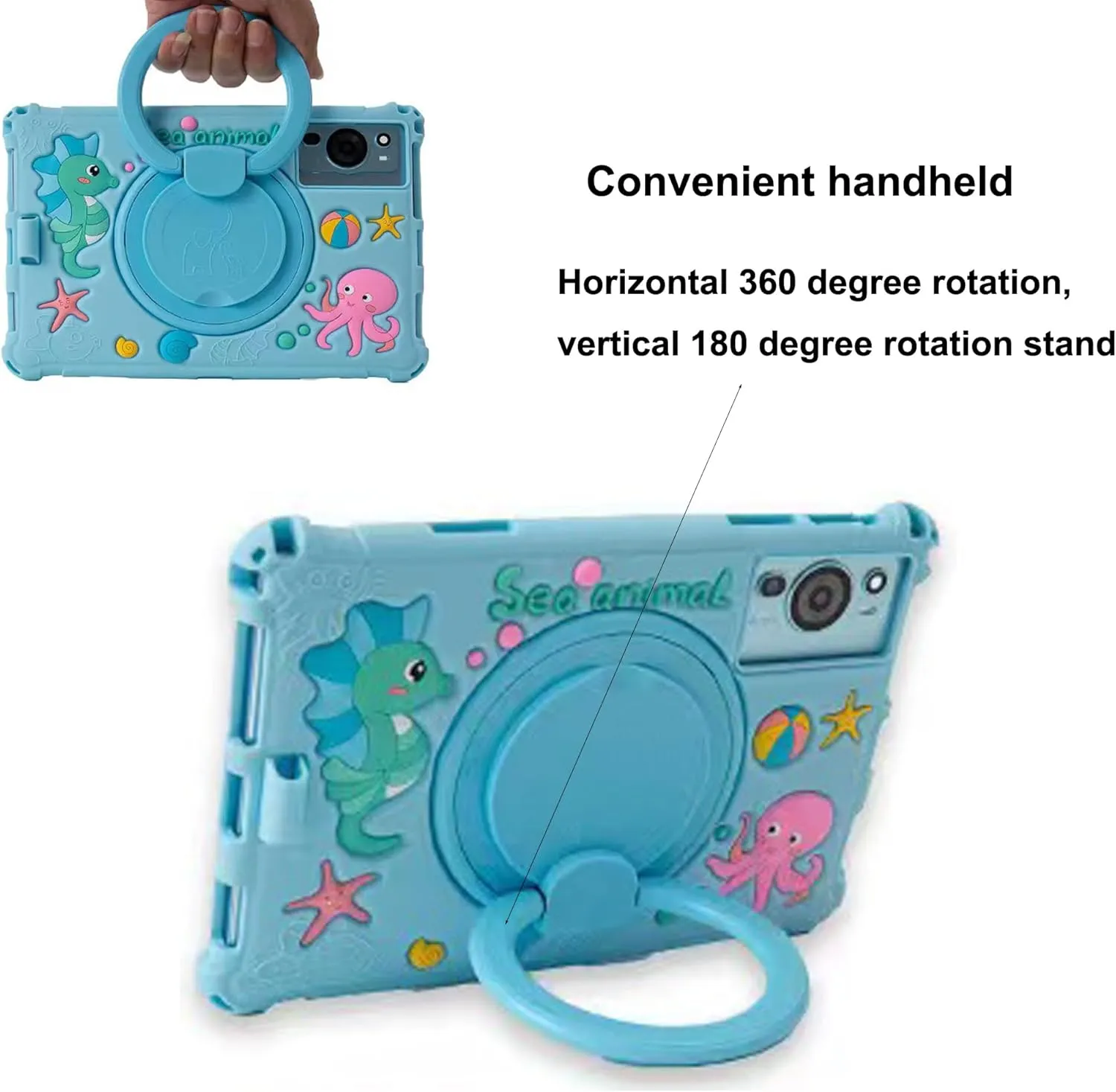 Tablet Case for TCL Tab 10 5G 10.1 Inch/TCL Tab 10S 9081X/9080G/9183W,Soft Anti-Stress Silicone Case with Rotate Stand/Pencil Holder/Shoulder Strap/Pen for TCL Tab 10.1 Inch (Sky Blue)