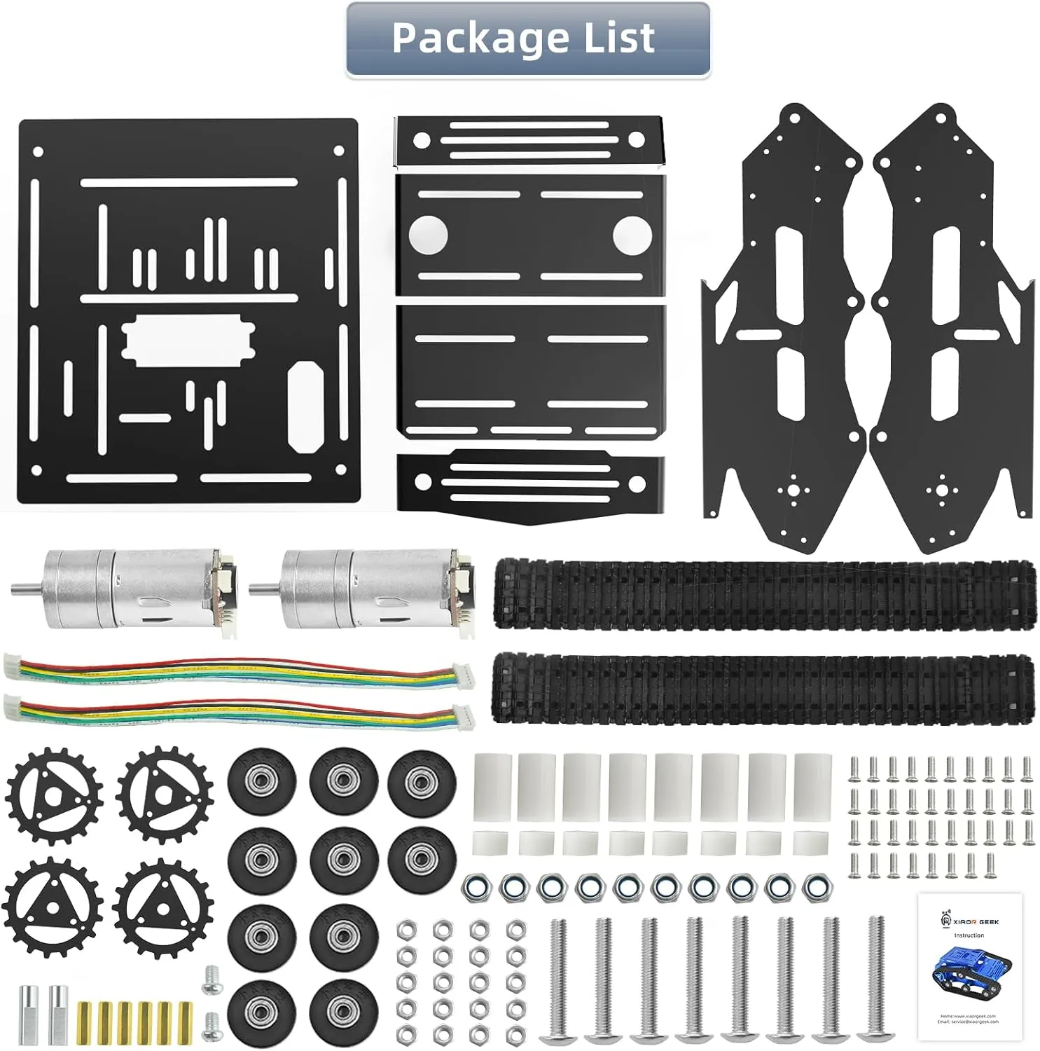 Tank Car Chassis with Motor, Shock Absorbing Robot Chassis Full-Metal Robotic Moving Platform Track Chassis for RaspberryPi Arduino DIY Maker Smart Robot Car Chassis Kit (Black, With Encoder motor)