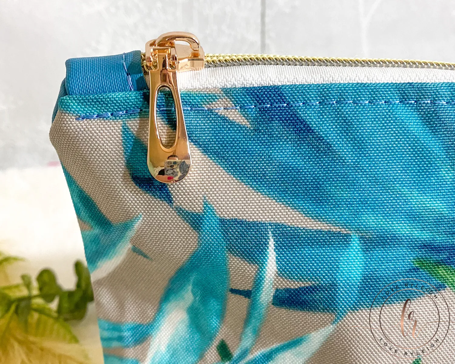Teal Fern Cosmetic/Whatever Pouch LARGE
