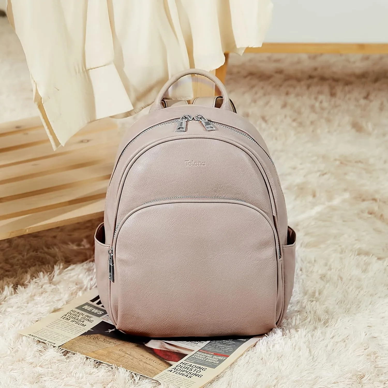 Telena Small Backpack Purse for Women Girls Cute Mini Leather Backpack Travel Shoulder Bags