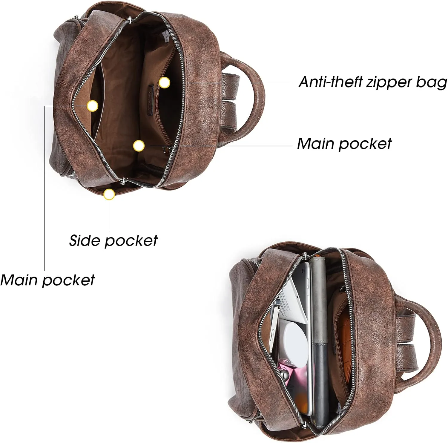 Telena Small Backpack Purse for Women Girls Cute Mini Leather Backpack Travel Shoulder Bags