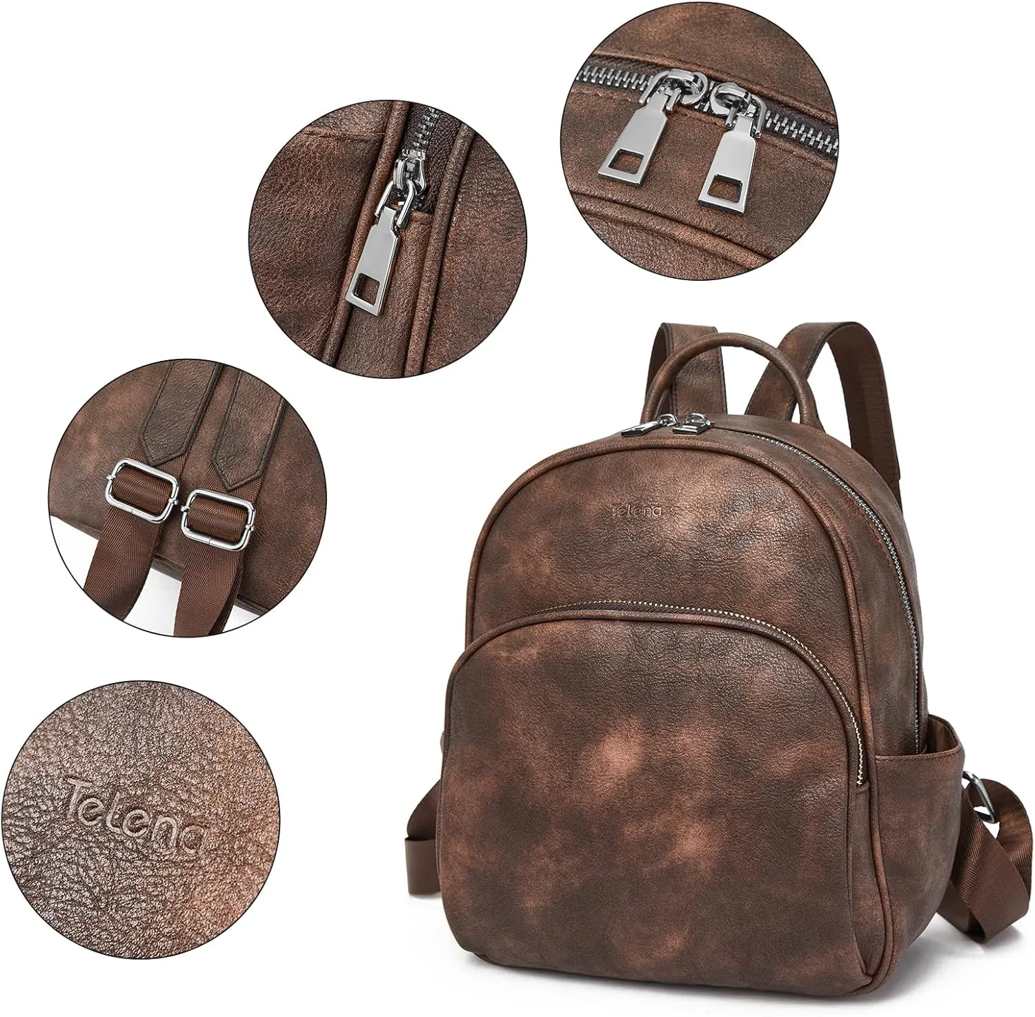Telena Small Backpack Purse for Women Girls Cute Mini Leather Backpack Travel Shoulder Bags
