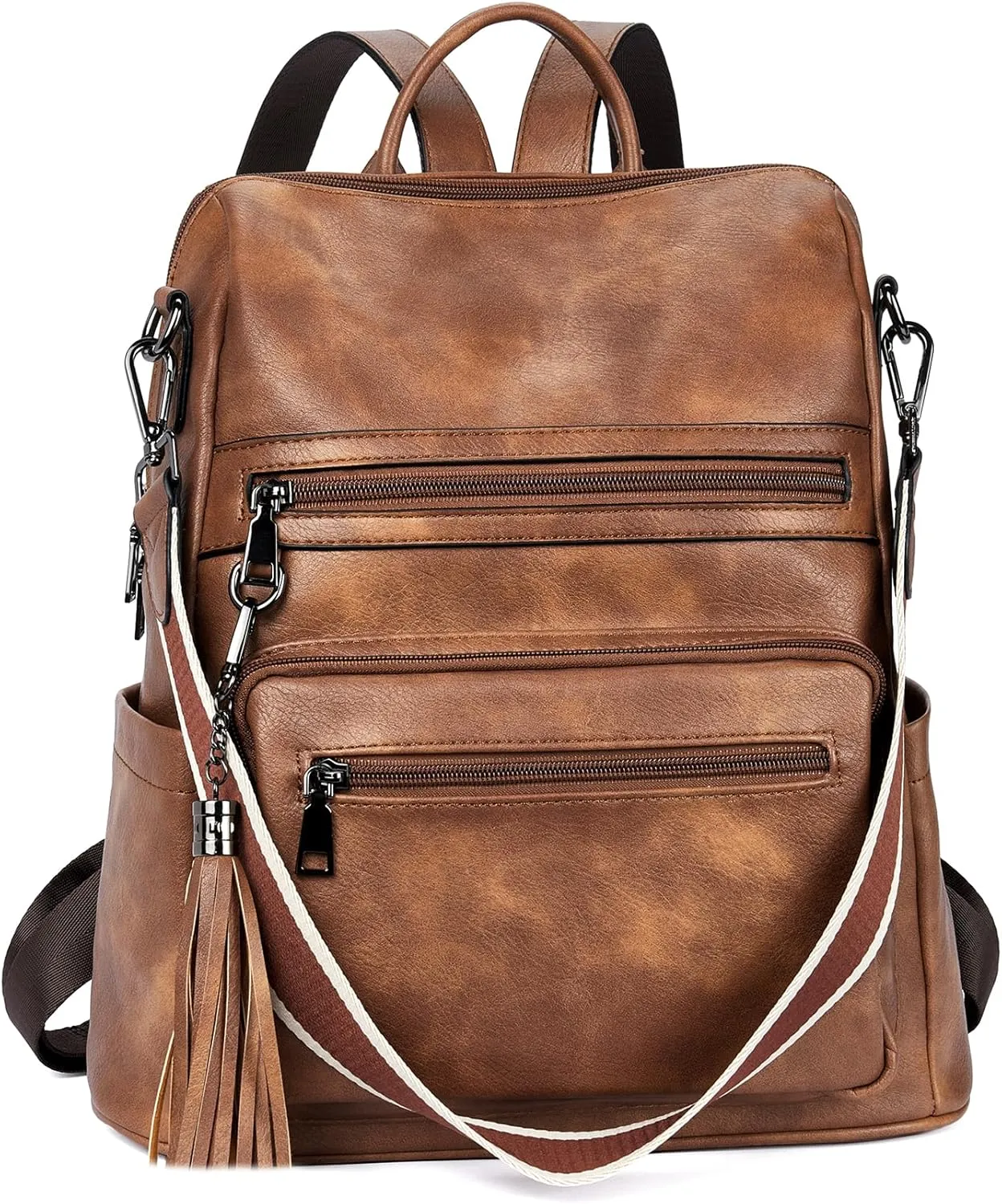 Telena Womens Backpack Purse Vegan Leather Large Travel College Shoulder Bag with Tassel