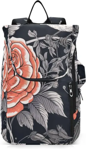 Tennis Bag Tennis Backpack for Women Men, Tennis Bag Holds 2 Rackets, Pickleball Paddles Balls, Badminton Squash, Chinese Painting Bird (40)